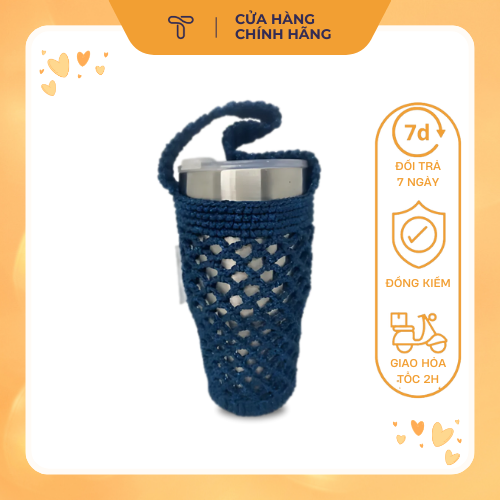 Túi Len handmade Xanh dương đậm cho bình đựng nhiệt 700ml THETIS STORE.png
