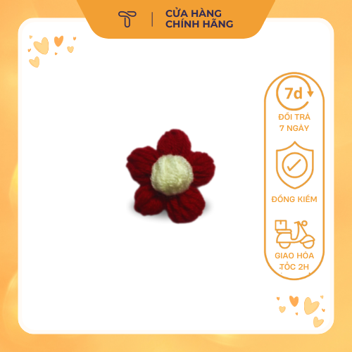Ghim cài hoa len 5 cánh đỏ THETIS STORE.png
